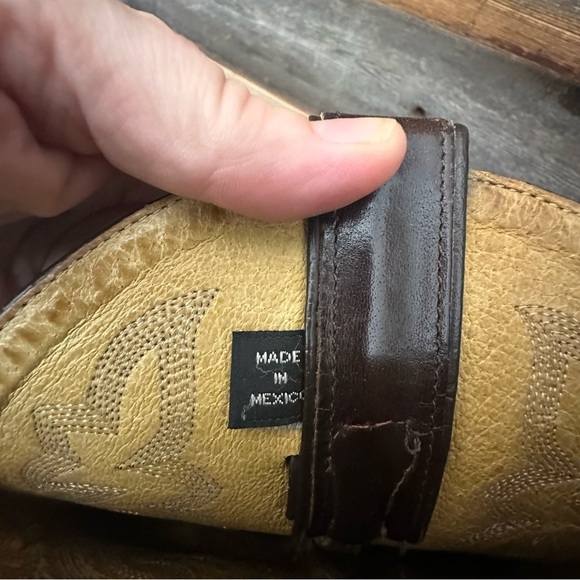 Justin Western Boots Style #2252 Bay Apache Distressed Brown Leather Mens 7.5 EE - Picture 8 of 10